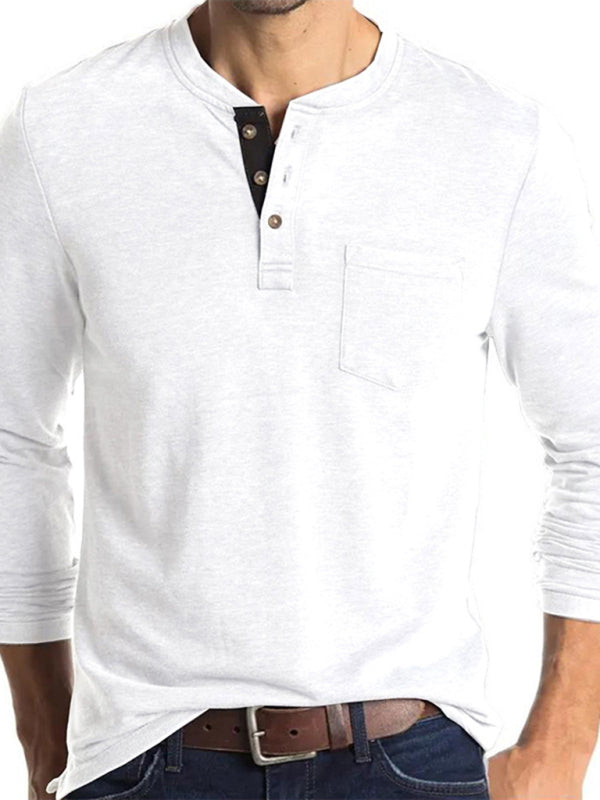 Men's Solid Color Long Sleeve T Shirt