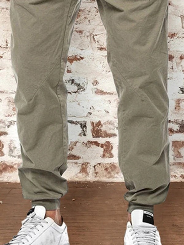 Men's Drawstring Waist Solid Color Cargo Pants