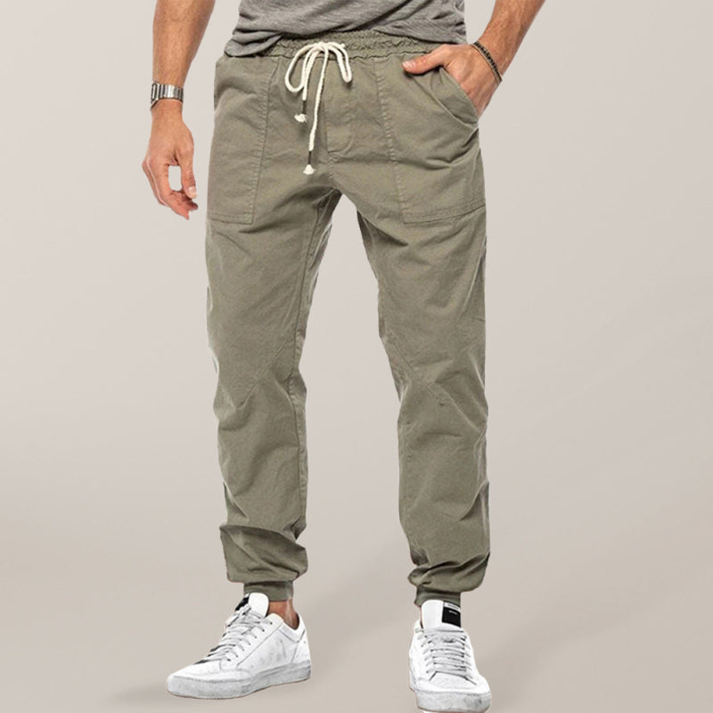 Men's Drawstring Waist Solid Color Cargo Pants