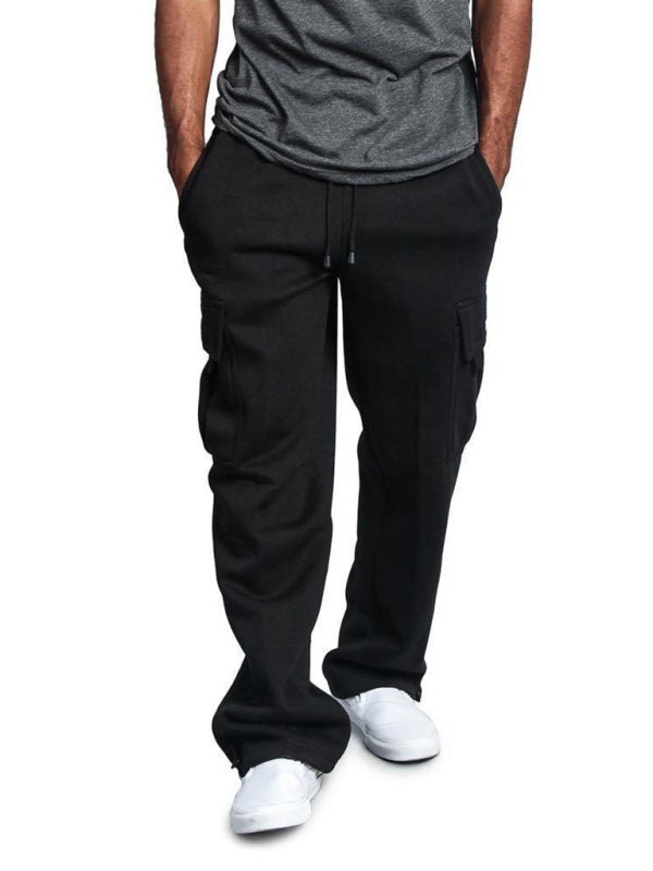 Men's Solid Color Drawstring Waist Cargo Pants