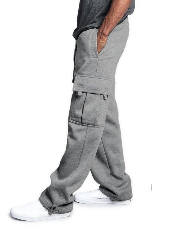 Men's Solid Color Drawstring Waist Cargo Pants