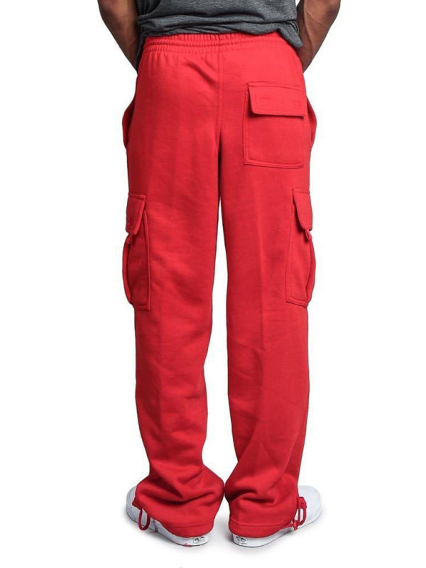 Men's Solid Color Drawstring Waist Cargo Pants