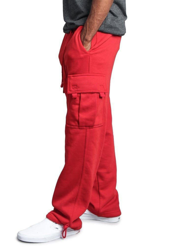 Men's Solid Color Drawstring Waist Cargo Pants