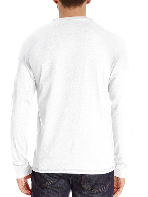 Men's Knitted Round Neck Button Long Sleeve T-Shirt