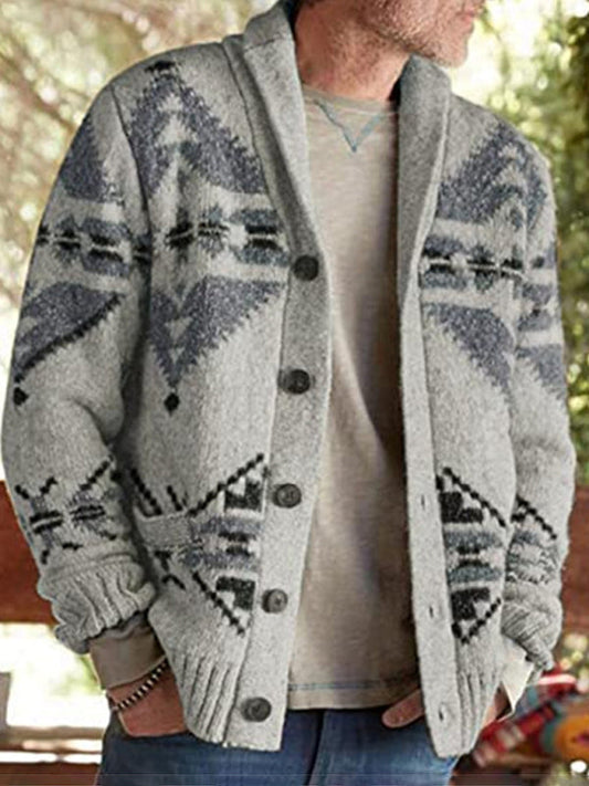 Men's Christmas Jacquard Sweater Button Cardigan Sweater