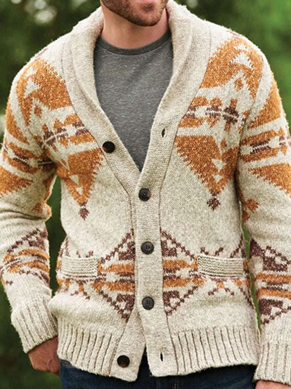 Men's Christmas Jacquard Sweater Button Cardigan Sweater