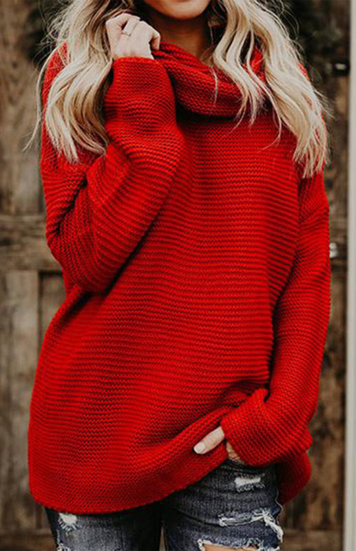 Women's Thick Knit Oversize Turtle Neck Pullover Sweater