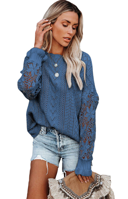 Women's Long Sleeve Cutout Petal Sleeve Sweater