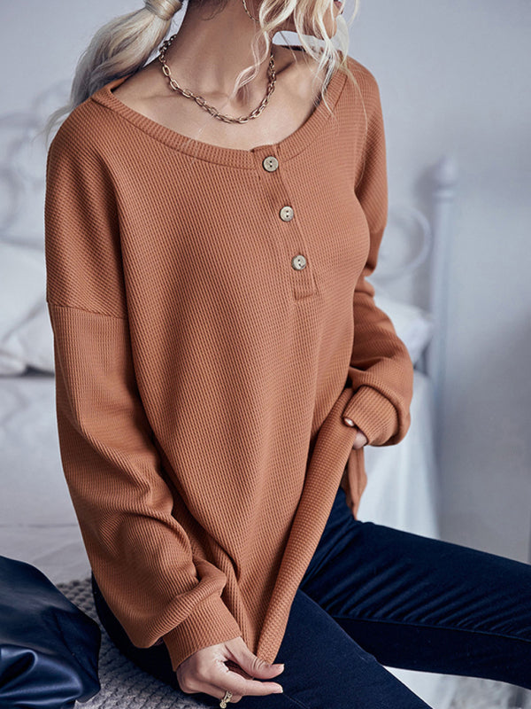 Casual Solid Color Long Sleeve Knit Sweater Thin Section