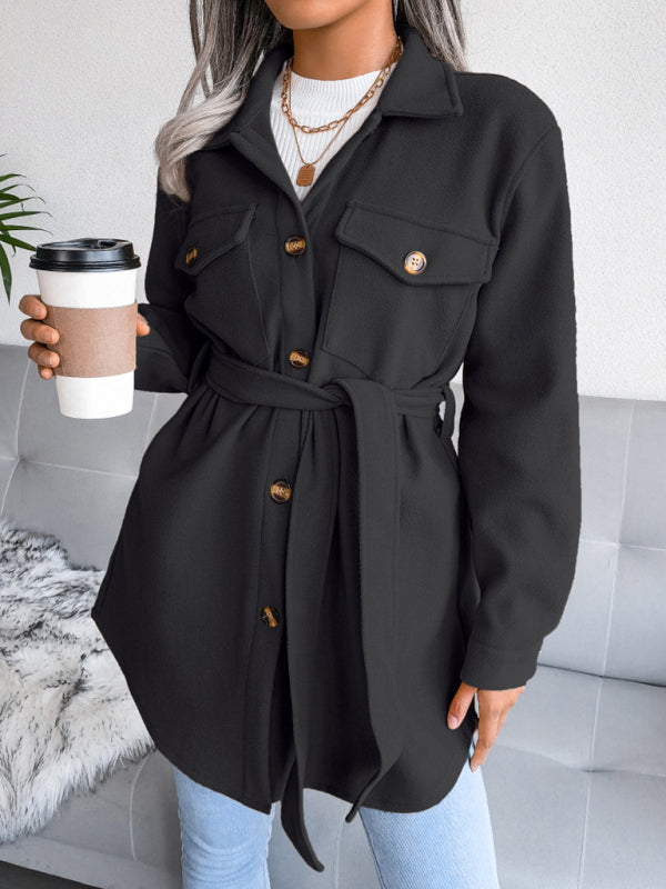 Women's Single Breasted Woolen Overcoat