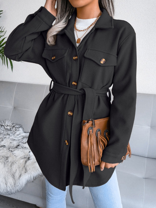 Women's Single Breasted Woolen Overcoat