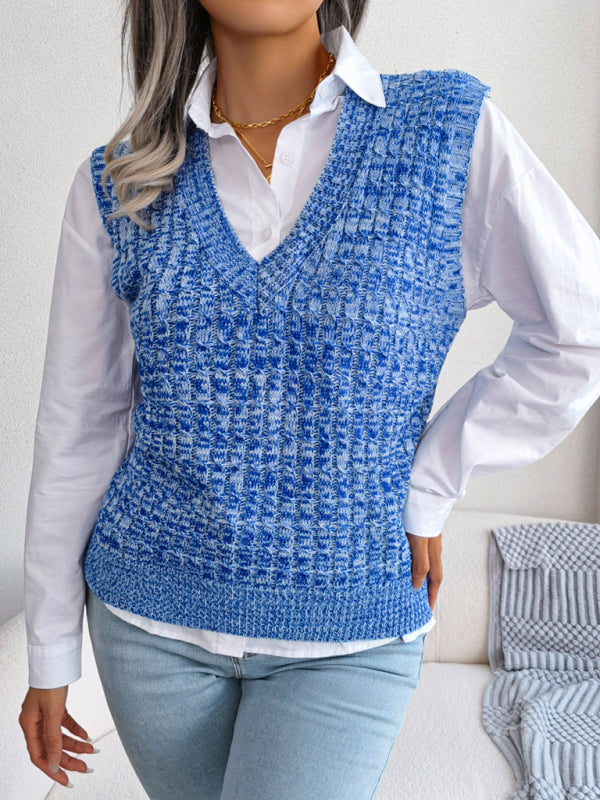 Women's Twist V-neck Knitted Vest Sweater Vest