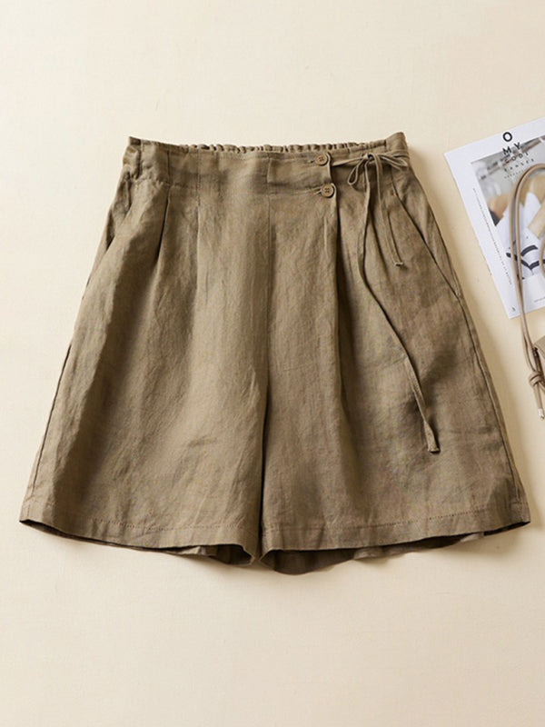 Women's Woven Cotton Linen Baggy Shorts