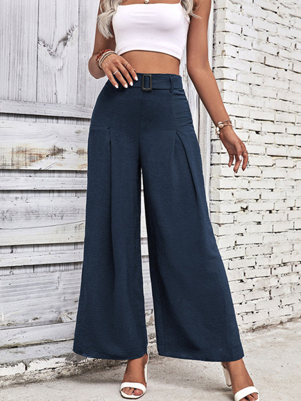 Women's High Waist Wide Leg Casual Pants with Belt