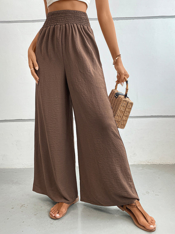 Casual Solid Color Flared Wide-Leg Pants