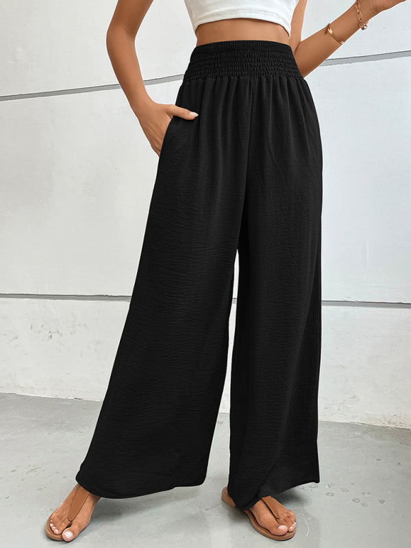 Casual Solid Color Flared Wide-Leg Pants