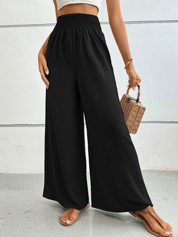 Casual Solid Color Flared Wide-Leg Pants