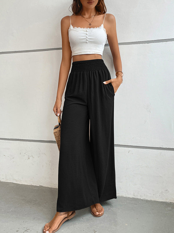 Casual Solid Color Flared Wide-Leg Pants