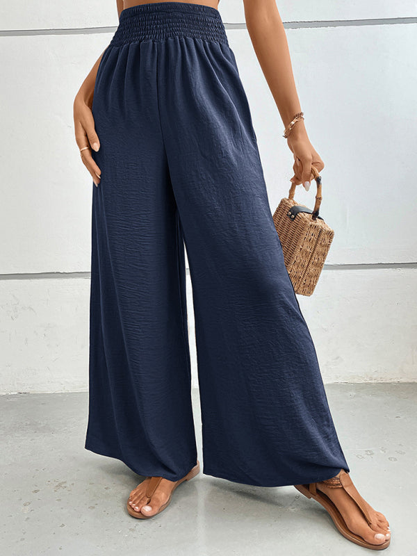 Casual Solid Color Flared Wide-Leg Pants