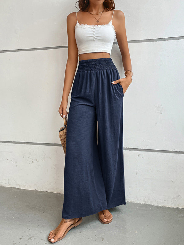 Casual Solid Color Flared Wide-Leg Pants