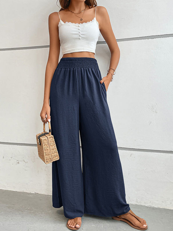 Casual Solid Color Flared Wide-Leg Pants