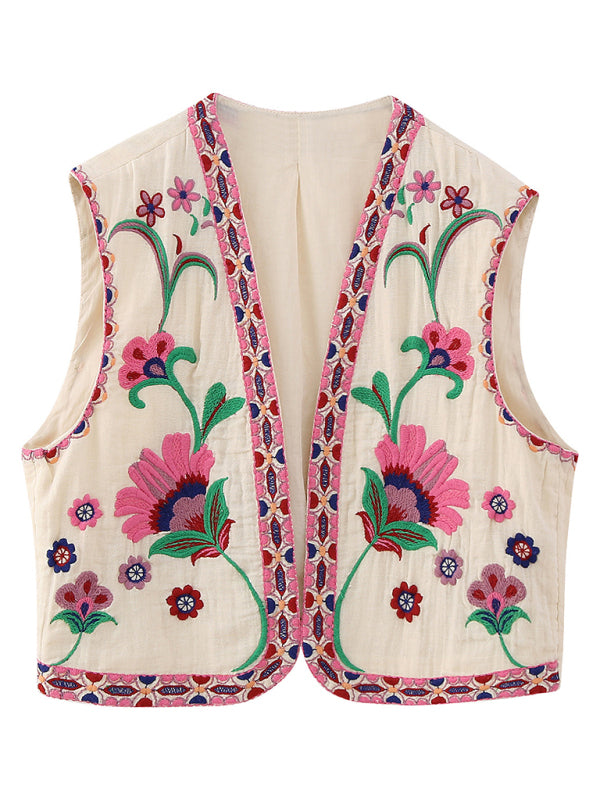 New Ladies Fashion Embroidered Cardigan Vest