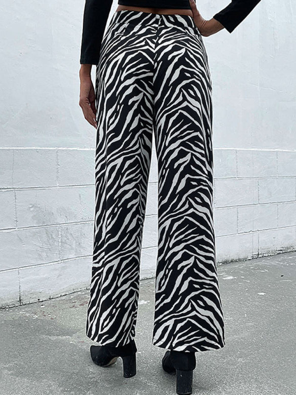 Women's Commuter Zebra Print Wide Leg Pants