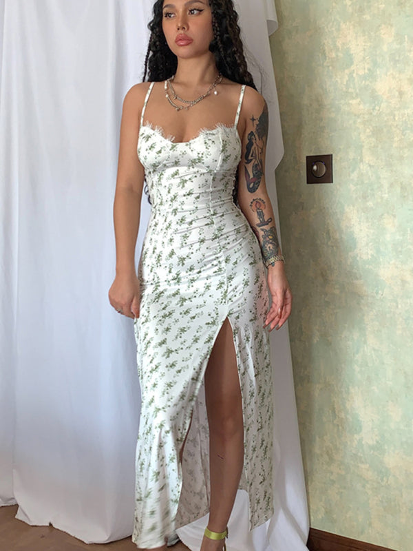 Women's Small Floral Slit Dress