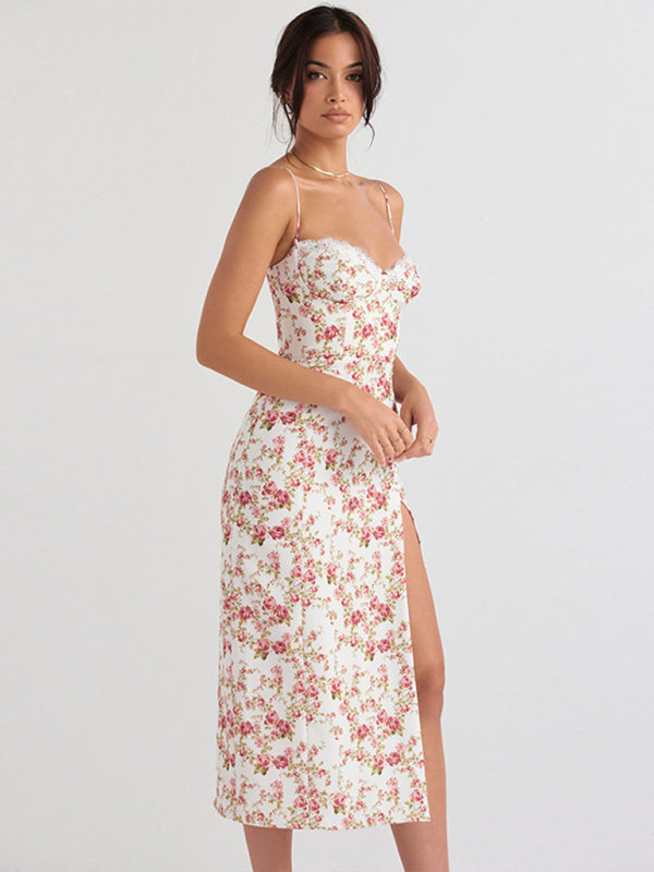 Women's Small Floral Slit Dress