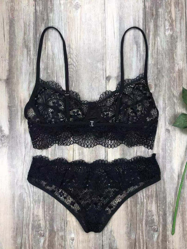 New Lace Sexy Lingerie Set Solid Color Lace Set