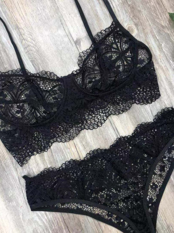 New Lace Sexy Lingerie Set Solid Color Lace Set