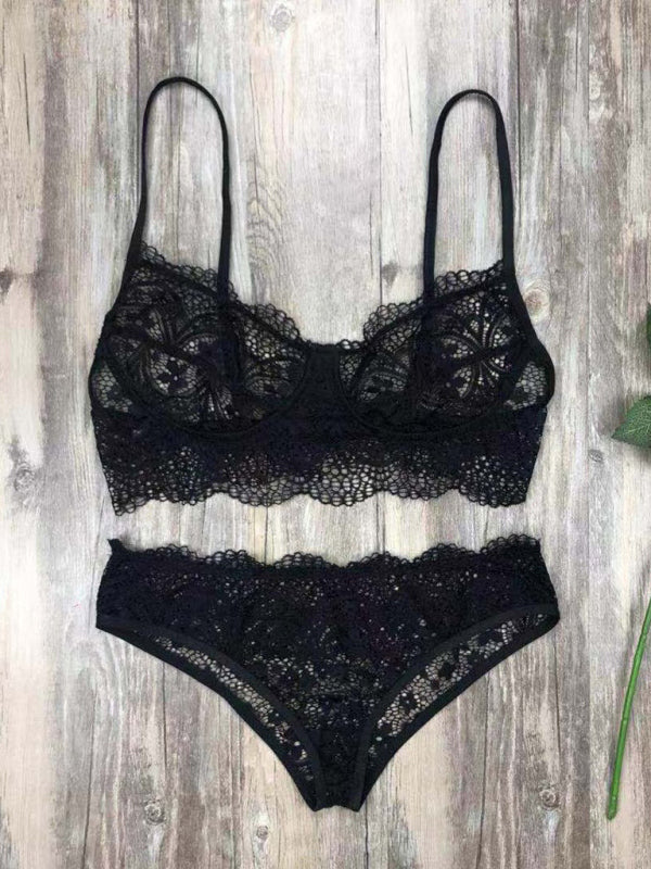 New Lace Sexy Lingerie Set Solid Color Lace Set