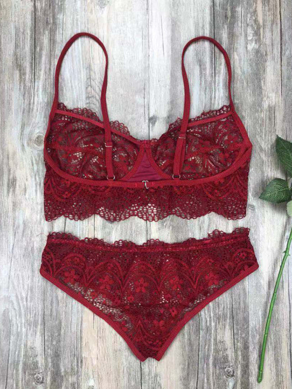 New Lace Sexy Lingerie Set Solid Color Lace Set