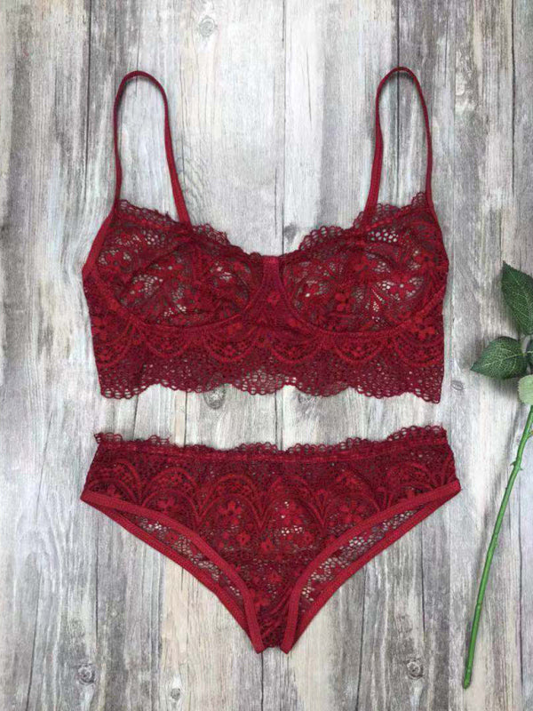 New Lace Sexy Lingerie Set Solid Color Lace Set