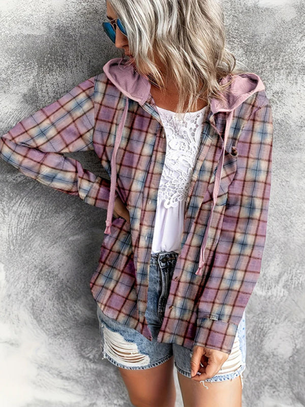 Hooded Sweatshirt Buttoned Casual Shirt Jacket