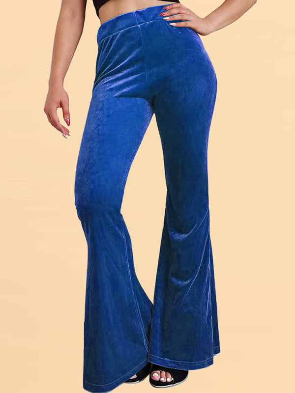 Velvet Flared Pants Elastic High Waist Flared Pants Casual Trousers