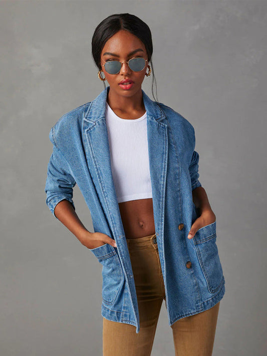 Vintage Light Color Heavy Washed Denim Jacket