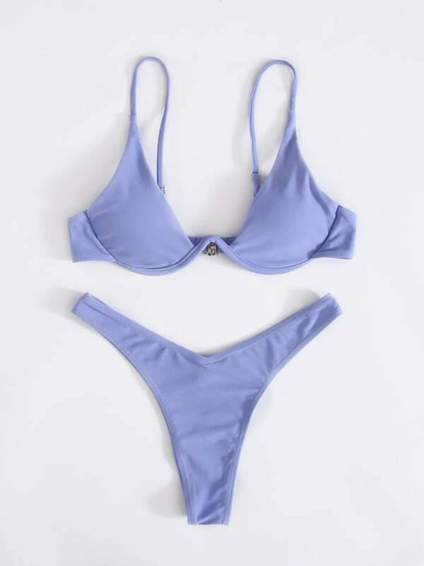 Underwire Bikini Solid Color Swimsuit