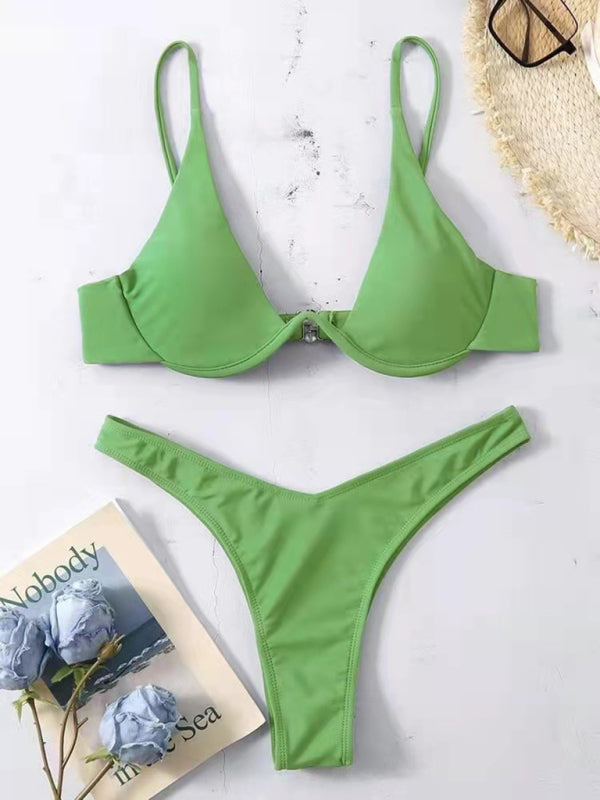 Underwire Bikini Solid Color Swimsuit