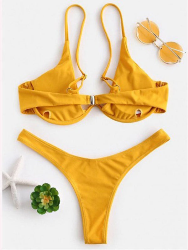 Underwire Bikini Solid Color Swimsuit