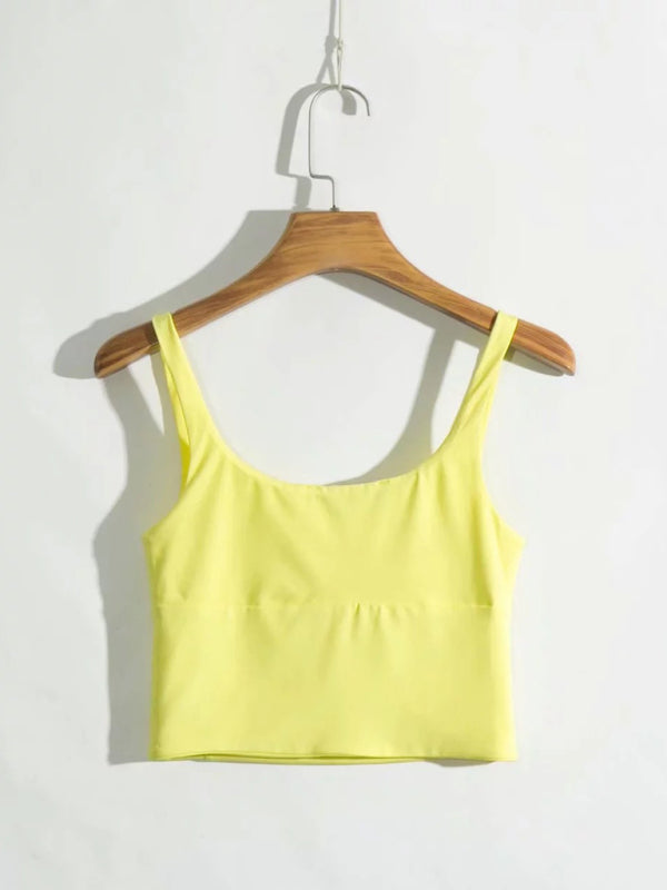 Retro Square Neck Pleated Cami Top