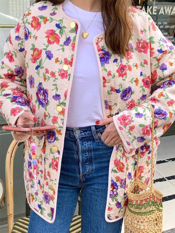 Ladies Floral Print Cotton Jacket