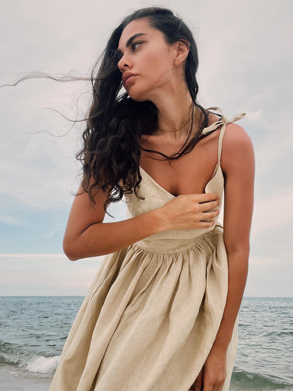 V-neck Elegant Sexy Strappy Backless Maxi Dress