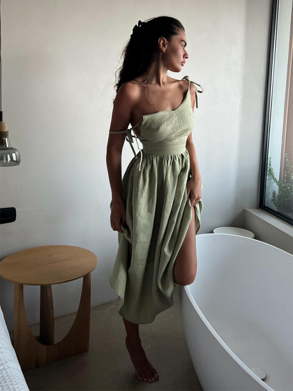 V-neck Elegant Sexy Strappy Backless Maxi Dress