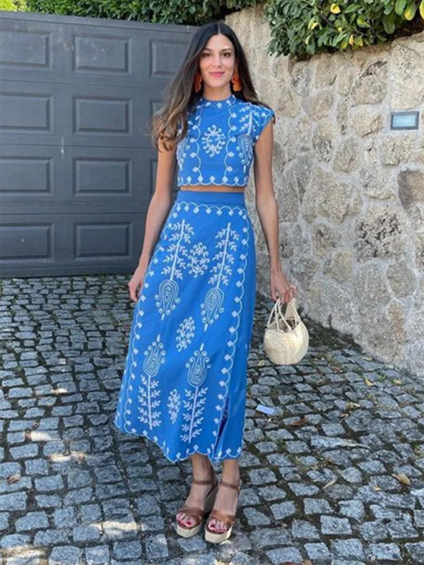 Fashion Printed Holiday Style Two-piece Dress