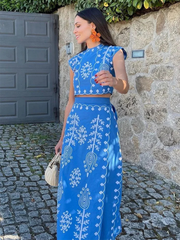 Fashion Printed Holiday Style Two-piece Dress