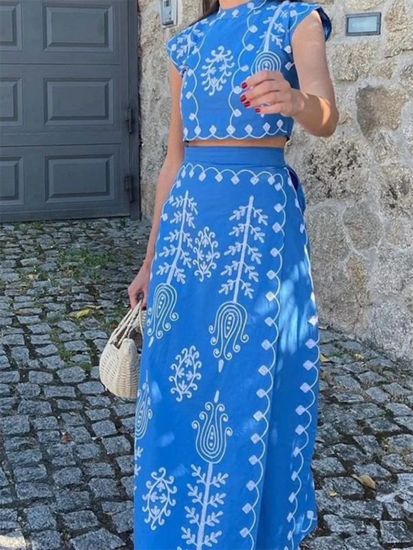 Fashion Printed Holiday Style Two-piece Dress