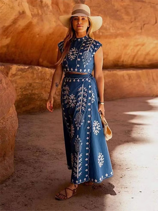 Fashion Printed Holiday Style Two-piece Dress