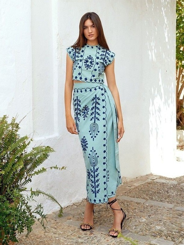 Fashion Printed Holiday Style Two-piece Dress