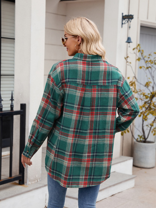 Casual Fashion Loose Plaid Pocket Shirt